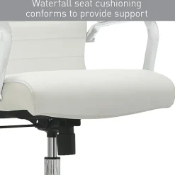 Realspace® Modern Comfort Winsley Bonded Leather Mid-Back Manager Office Chair, White/Silver, BIFMA Compliant