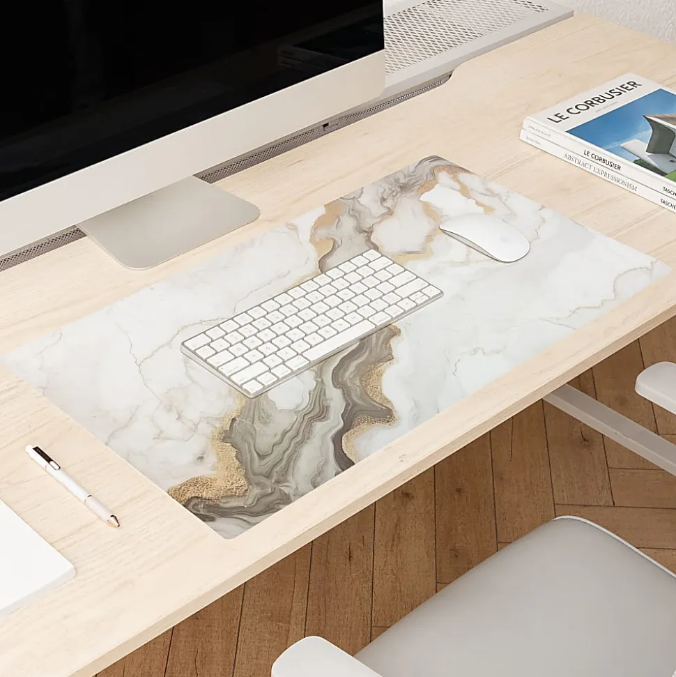 Realspace™ Modern Desk Pad, 14-3/4" x 26", 30% Recycled, Natural Marble