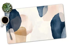 Realspace™ Modern Desk Pad, 14-3/4" x 26", 30% Recycled, Blue/Cream Abstract