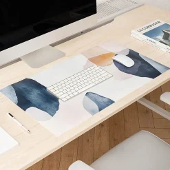 Realspace™ Modern Desk Pad, 14-3/4" x 26", 30% Recycled, Blue/Cream Abstract