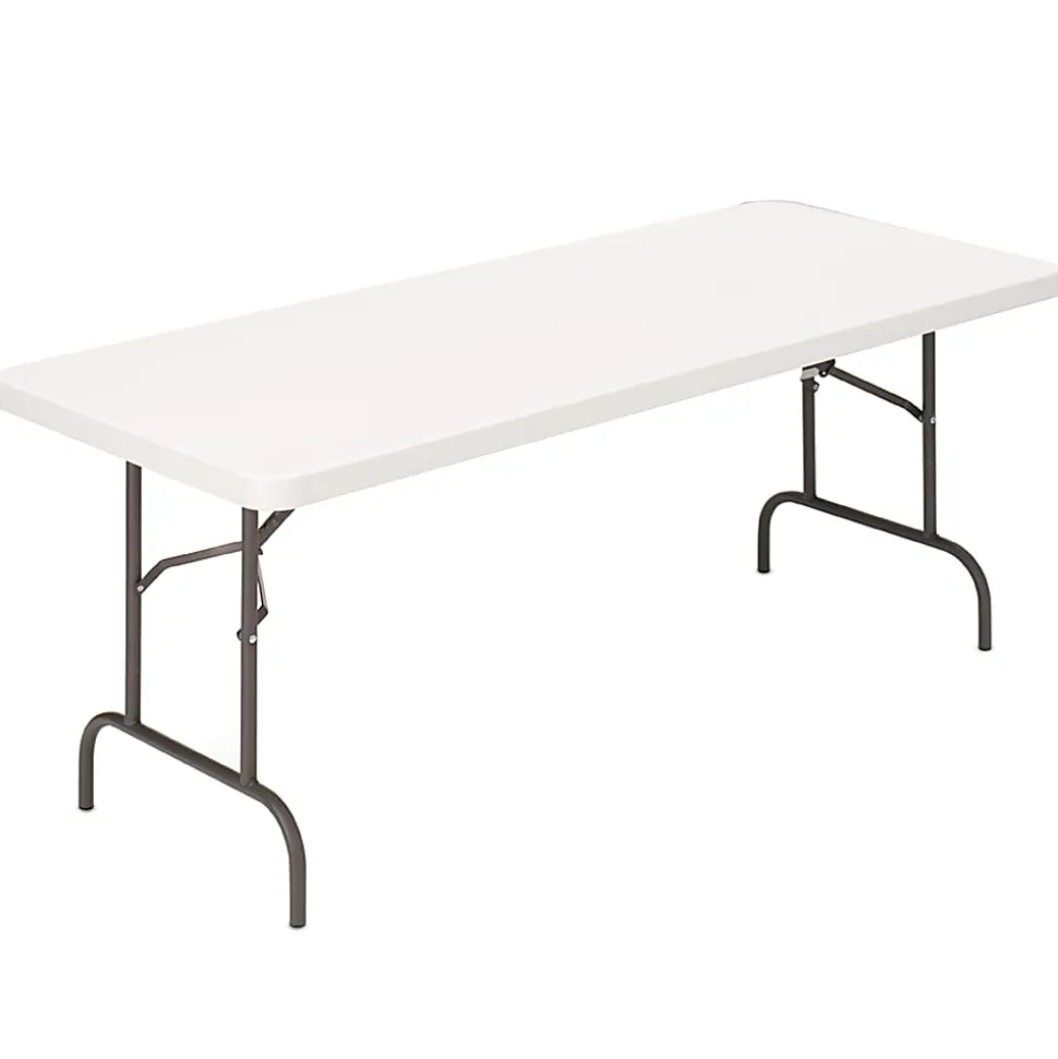 Realspace® Molded Plastic Top Folding Table, 29"H x 96"W x 30"D, Gray Granite