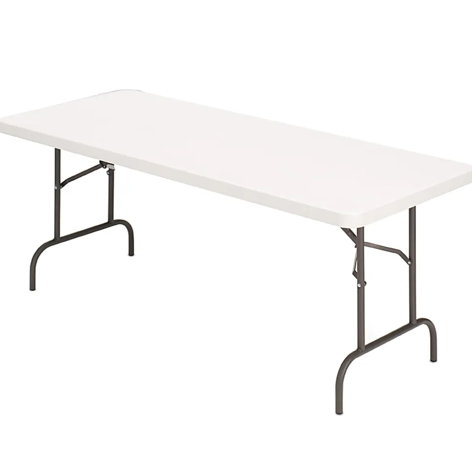 Realspace® Molded Plastic Top Folding Table, 29"H x 96"W x 30"D, Gray Granite