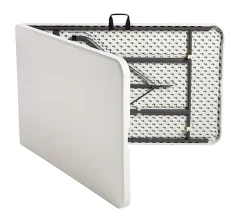Realspace® Molded Plastic Top Folding Table, 29"H x 96"W x 30"D, Platinum