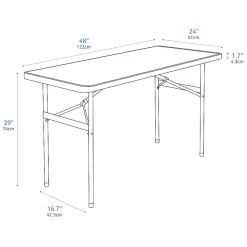 Realspace® Molded Plastic Top Folding Table, 29"H x 48"W x 24"D, Platinum
