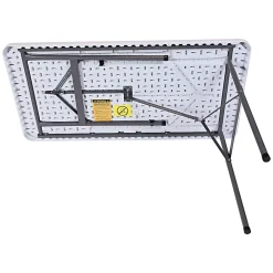 Realspace® Molded Plastic Top Folding Table, 29"H x 48"W x 24"D, Platinum