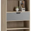 Realspace® Nashira 61"H 4-Shelf Bookcase With Drawer, Light Oak/Gray