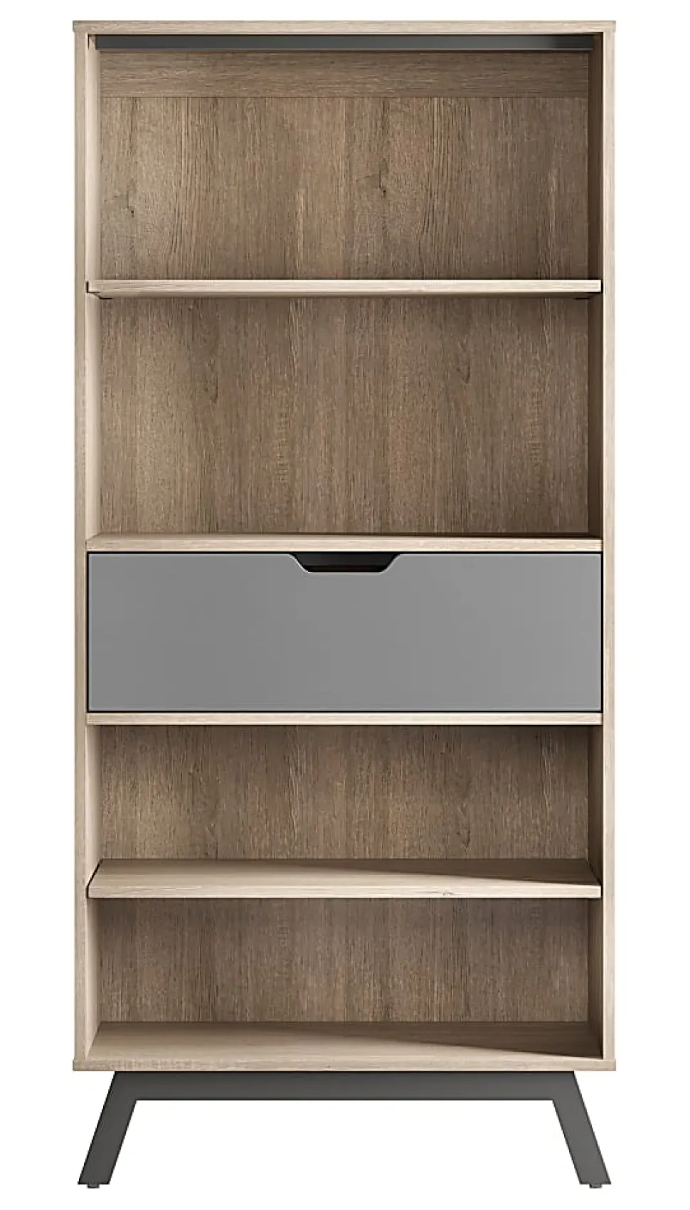 Realspace® Nashira 61"H 4-Shelf Bookcase With Drawer, Light Oak/Gray