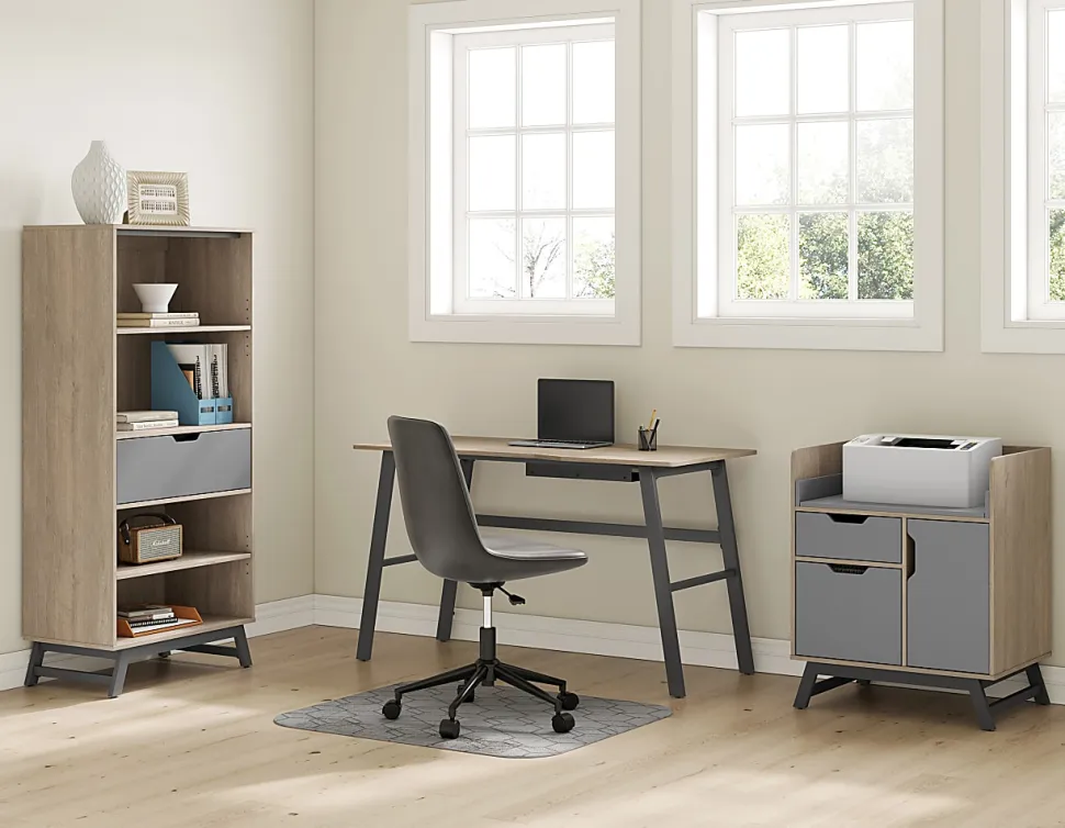 Realspace® Nashira 61"H 4-Shelf Bookcase With Drawer, Light Oak/Gray