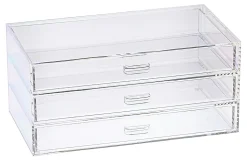 Realspace® Opaline Acrylic 3-Drawer Desktop Organizer, 4-5/16"H x 9-5/16"W x 5-3/8"D, Clear/Iridescent