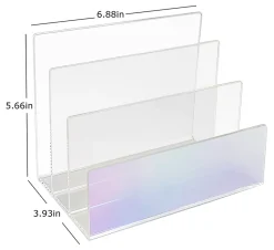 Realspace® Opaline Acrylic Letter Sorter, 5-11/16"H x 6-7/8"W x 3-15/16"D, Clear/Iridescent