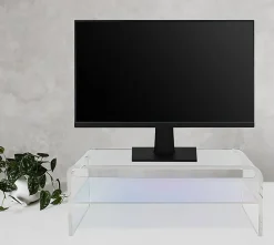Realspace® Opaline Acrylic Monitor Stand, 7-1/2"H x 15"W x 5-1/2"D, Clear/Iridescent