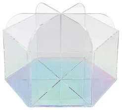 Realspace® Opaline Acrylic Spinning Desktop Organizer, 5-3/8"H x 7-1/2"W x 6-1/2"D, Clear/Iridescent