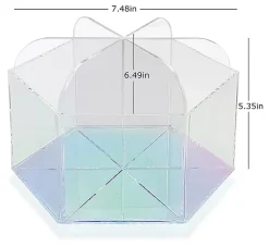 Realspace® Opaline Acrylic Spinning Desktop Organizer, 5-3/8"H x 7-1/2"W x 6-1/2"D, Clear/Iridescent
