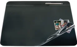 Realspace® Overlay Desk Pad With Antimicrobial Treatment, 19" x 24", Black/Clear