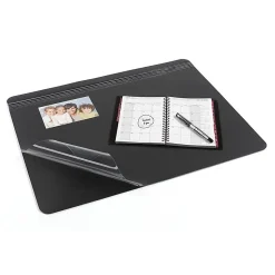 Realspace® Overlay Desk Pad With Antimicrobial Treatment, 19" x 24", Black/Clear