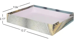 Realspace® 4-Piece Desk Accessory Set, Blue/Gold Marble
