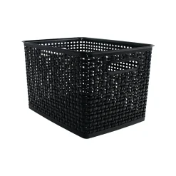 Realspace® Plastic Weave Bin, Large Size, Black