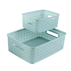Realspace® Plastic Weave Bin, Medium Size, Blue