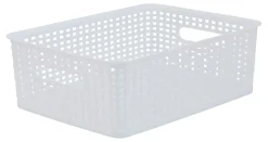 Realspace® Plastic Weave Bin, Small Size, White