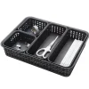 Realspace® Plastic Weave Bin Set, Assorted Sizes, Black, Pack Of 5