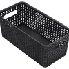 Realspace® Plastic Weave Bookshelf Bin, Small Size, Black