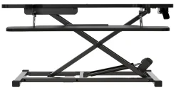 Realspace® P10 Pneumatic Standing Desk Riser Converter With Keyboard Tray, 20"H x 31-1/2"W x 25"D, Black