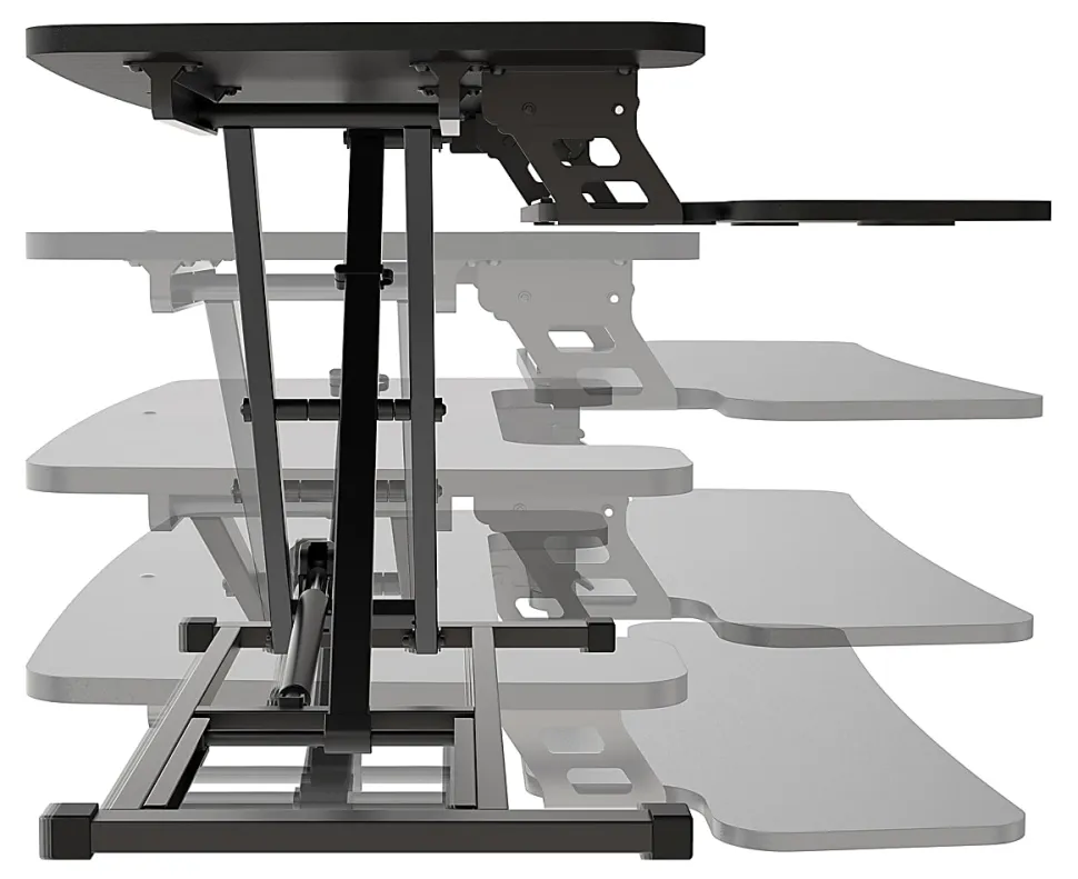 Realspace® P10 Pneumatic Standing Desk Riser Converter With Keyboard Tray, 20"H x 31-1/2"W x 25"D, Black