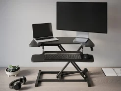 Realspace® P10 Pneumatic Standing Desk Riser Converter With Keyboard Tray, 20