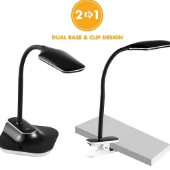 Realspace™ Pressler LED Desk/Clip Combination Lamp with USB Charging Port, 17