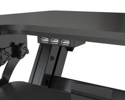 Realspace® P20 Standing Desk Converter With USB And Keyboard Tray, 19-3/10"H x 35-2/5"W x 23-1/5"D, Black