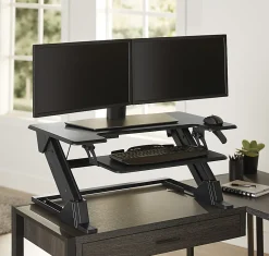 Realspace® P20 Standing Desk Converter With USB And Keyboard Tray, 19-3/10