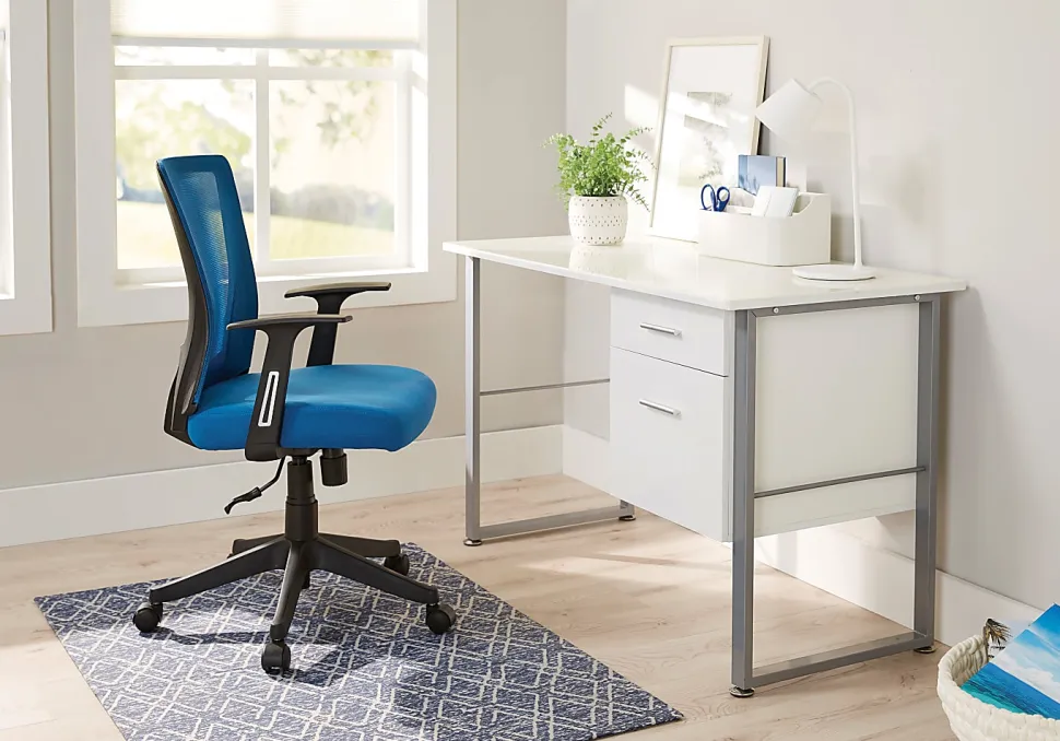 Realspace® Radley Mesh/Fabric Mid-Back Task Office Chair, Rich Blue, BIFMA Compliant