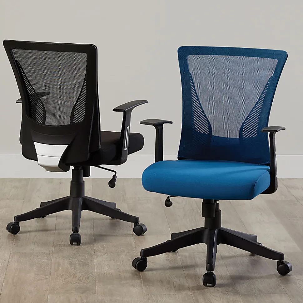 Realspace® Radley Mesh/Fabric Mid-Back Task Office Chair, Rich Blue, BIFMA Compliant