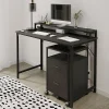 Realspace® Rezio 47” Computer Desk with Hutch and Integrated Power, Black, BIFMA Compliant