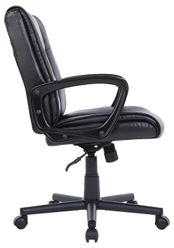 Realspace® Rezzi Vegan Leather Mid-Back Manager Office Chair, Black