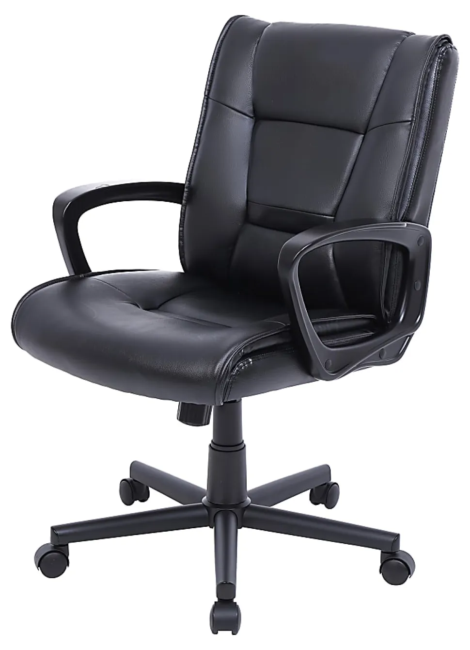 Realspace® Rezzi Vegan Leather Mid-Back Manager Office Chair, Black