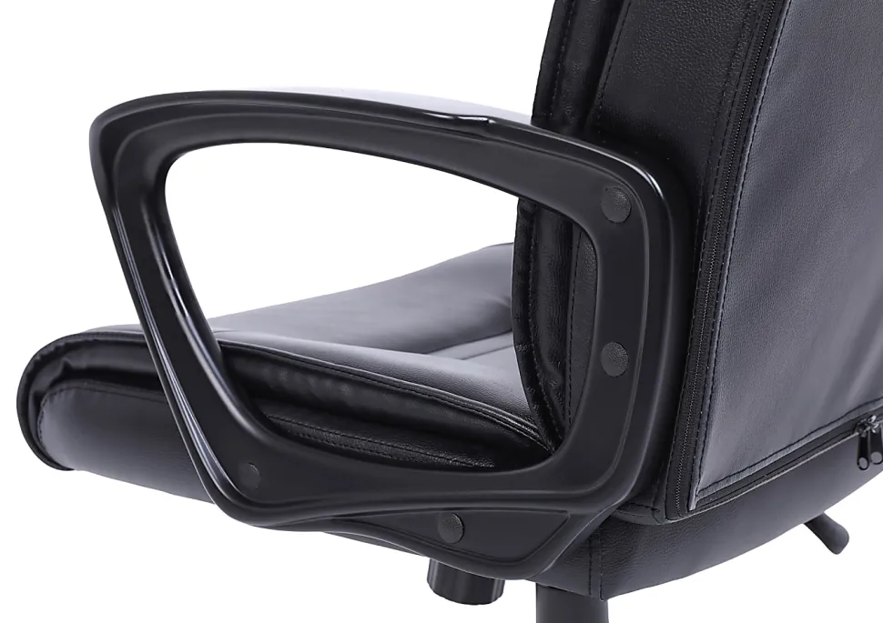 Realspace® Rezzi Vegan Leather Mid-Back Manager Office Chair, Black