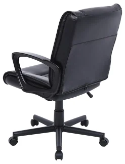 Realspace® Rezzi Vegan Leather Mid-Back Manager Office Chair, Black