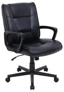 Realspace® Rezzi Vegan Leather Mid-Back Manager Office Chair, Black