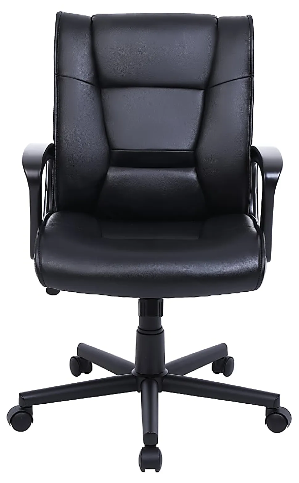 Realspace® Rezzi Vegan Leather Mid-Back Manager Office Chair, Black