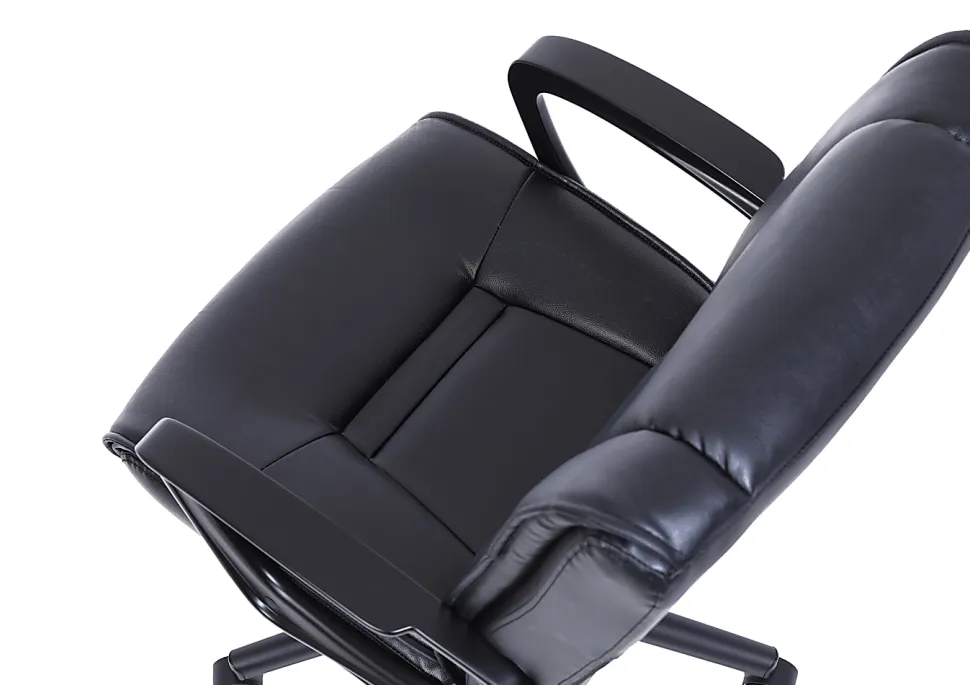 Realspace® Rezzi Vegan Leather Mid-Back Manager Office Chair, Black