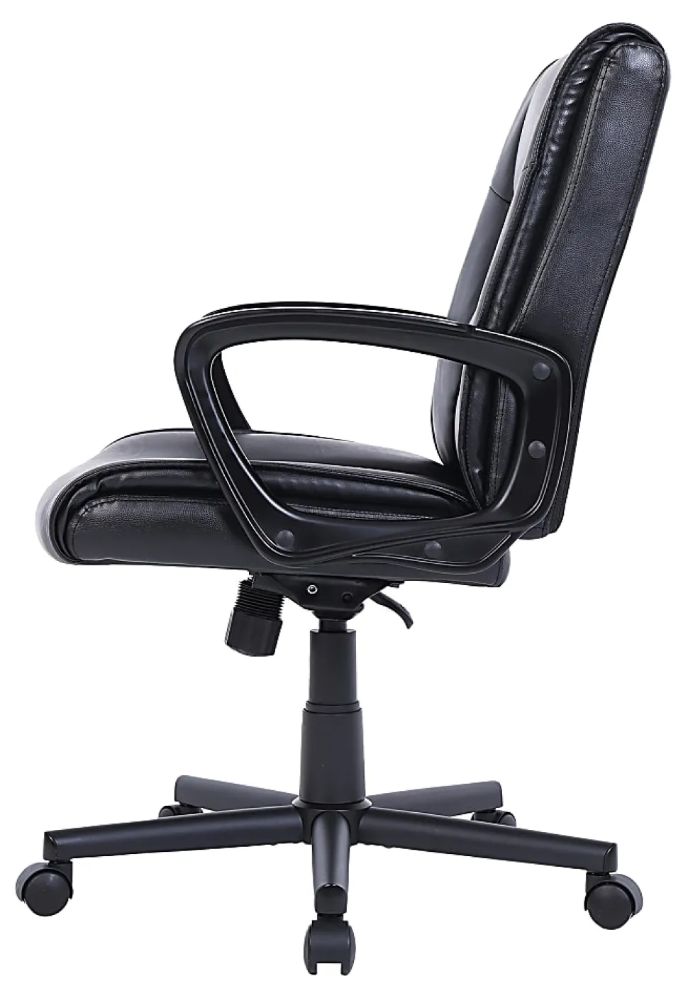 Realspace® Rezzi Vegan Leather Mid-Back Manager Office Chair, Black