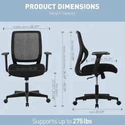 Realspace® Sensi Mesh/Fabric Low-Back Task Office Chair, Black, BIFMA Compliant