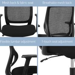 Realspace® Sensi Mesh/Fabric Low-Back Task Office Chair, Black, BIFMA Compliant