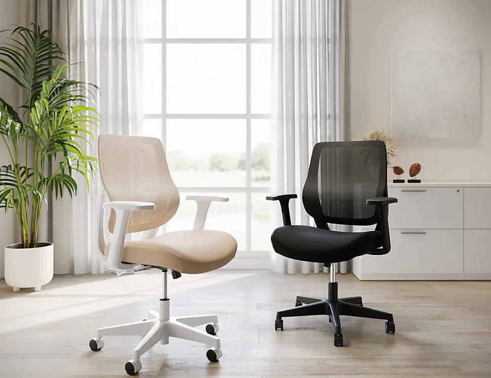 Realspace® Sensi Mesh/Fabric Low-Back Task Office Chair, Black, BIFMA Compliant