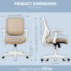 Realspace® Sensi Mesh/Fabric Low-Back Task Chair, Oatmeal/White, BIFMA Compliant