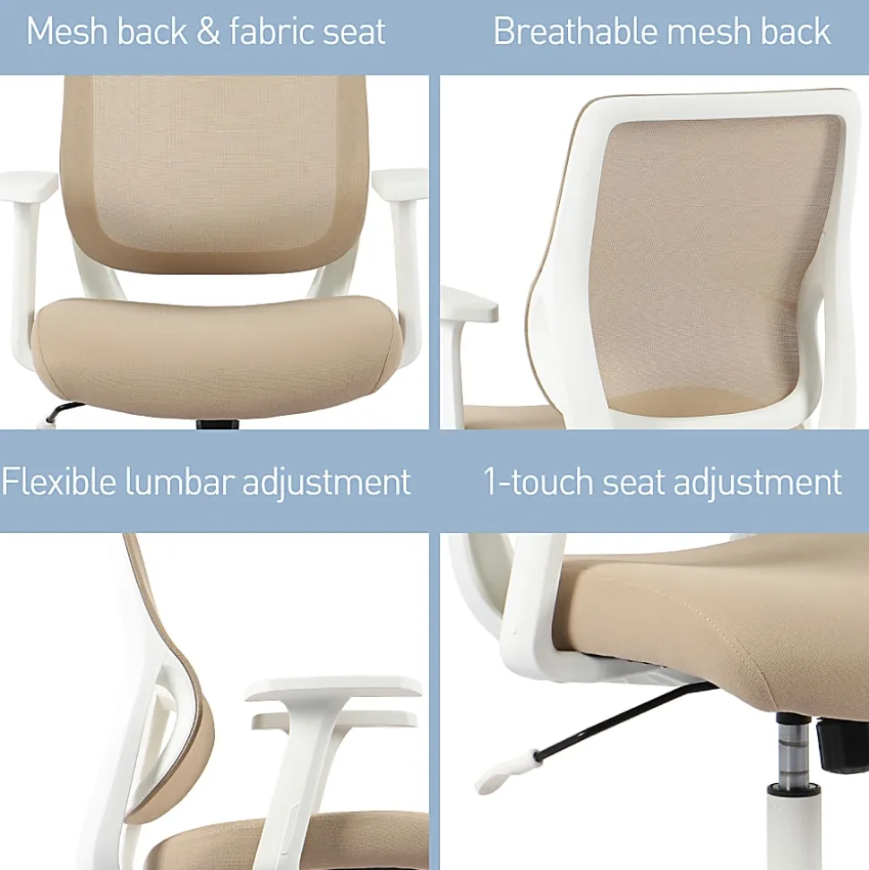 Realspace® Sensi Mesh/Fabric Low-Back Task Chair, Oatmeal/White, BIFMA Compliant
