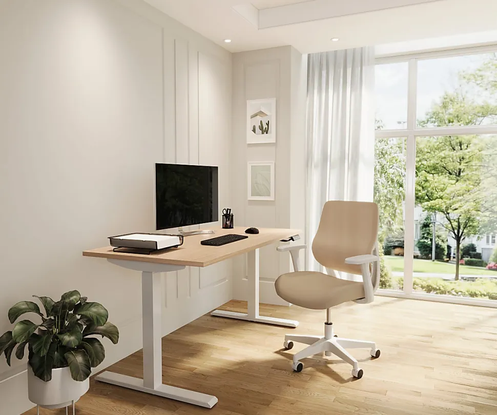 Realspace® Sensi Mesh/Fabric Low-Back Task Chair, Oatmeal/White, BIFMA Compliant