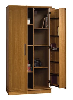 Realspace® 12-Shelf Storage Cabinet, 72"H x 36"W, Sienna Oak