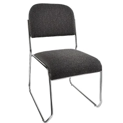 Realspace® Sled-Base Padded Fabric Seat, Fabric Back Stacking Chair 22" Seat Width, Black Seat/Chrome Frame, Quantity: 1